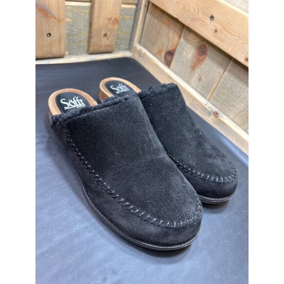 Söfft Womens Black Suede Slip-On Clog 'Bellflower' Slipper Size 10 NWOB - Picture 2 of 9
